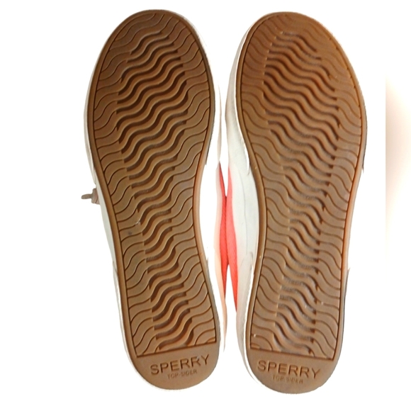 Sperry Pier Wave Light Wash Pink Neon Canvas Shoes Size 9 - Picture 8 of 11